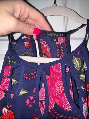 Papermoon Navy and Pink Floral Cutout One-Piece